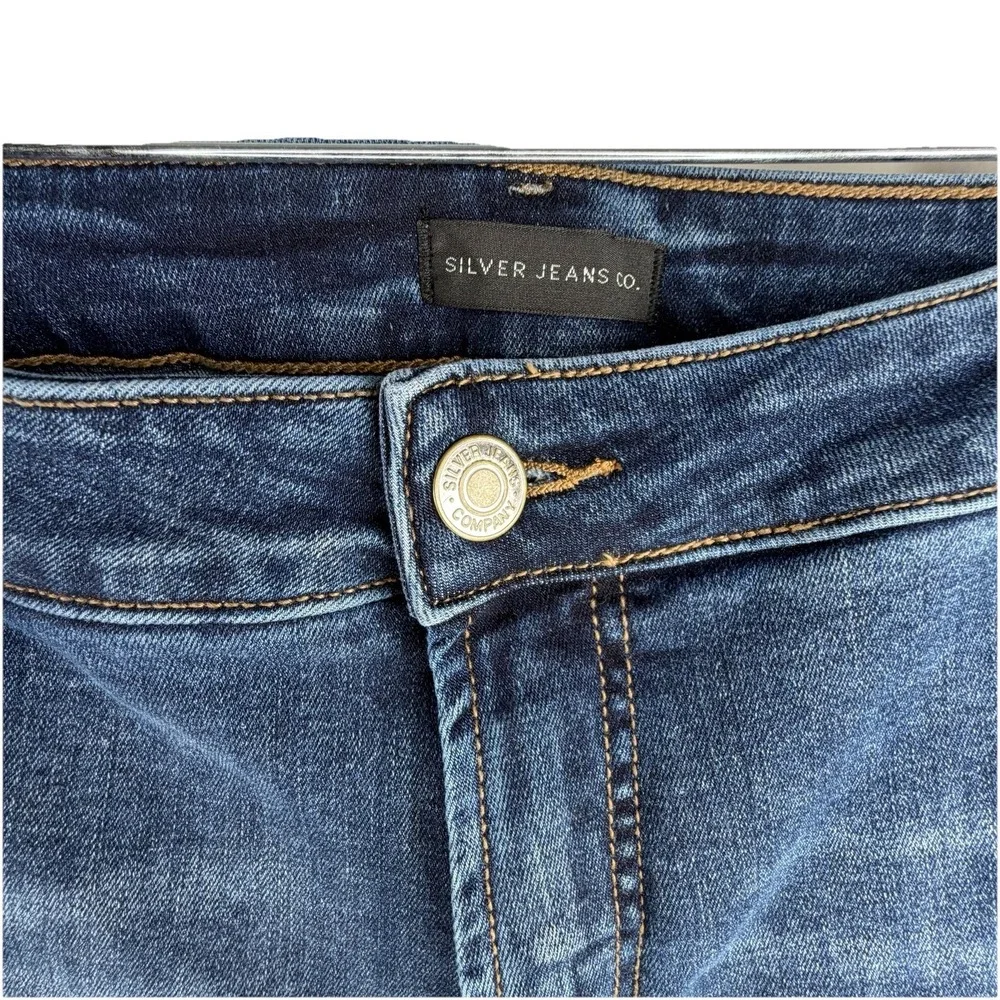 Silver Jeans Womens Plus 24 Blue Boyfriend‎ Stretch Medium Wash Denim Distressed